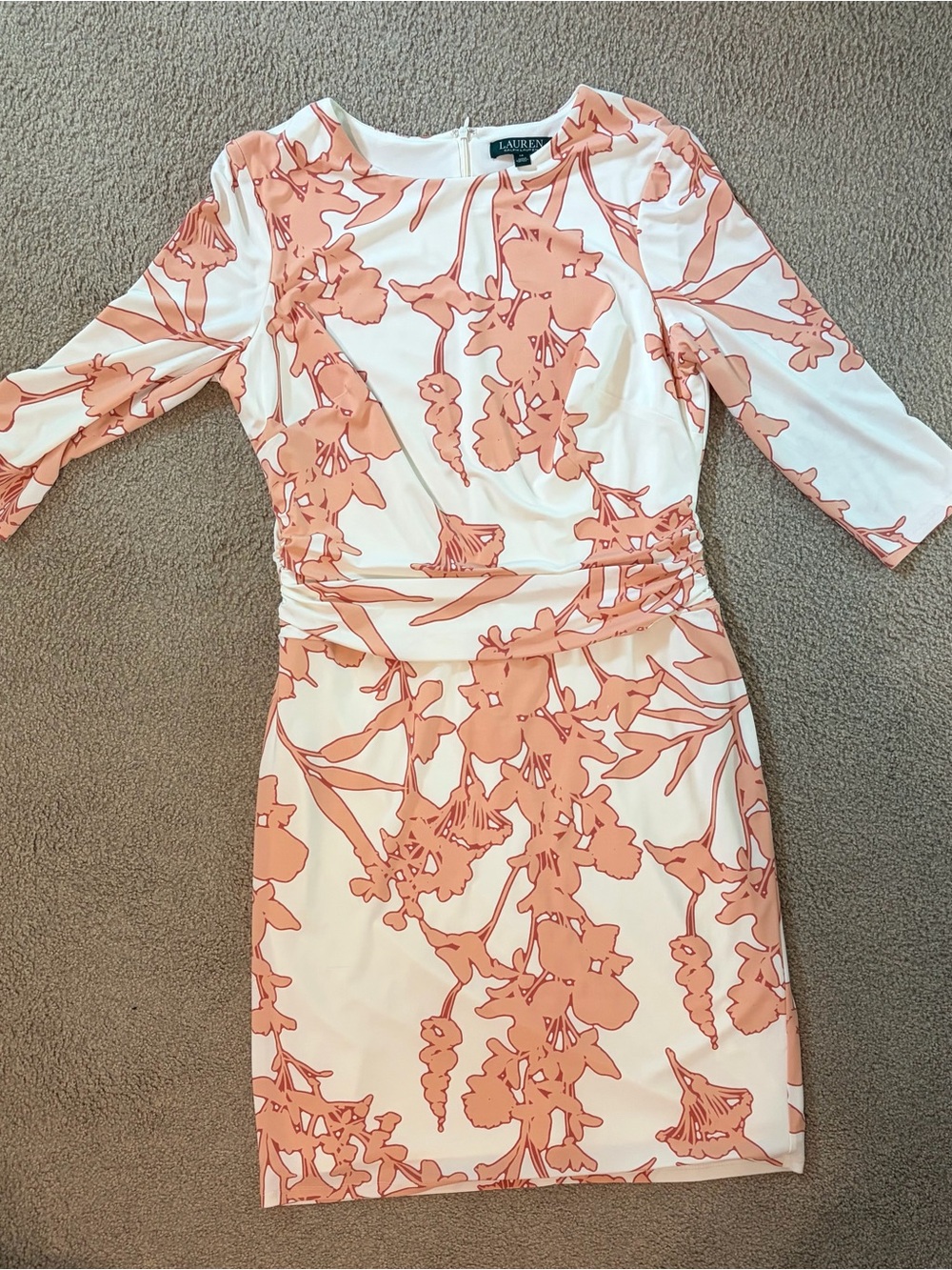 Lauren Ralph Lauren White and Coral Floral Dress